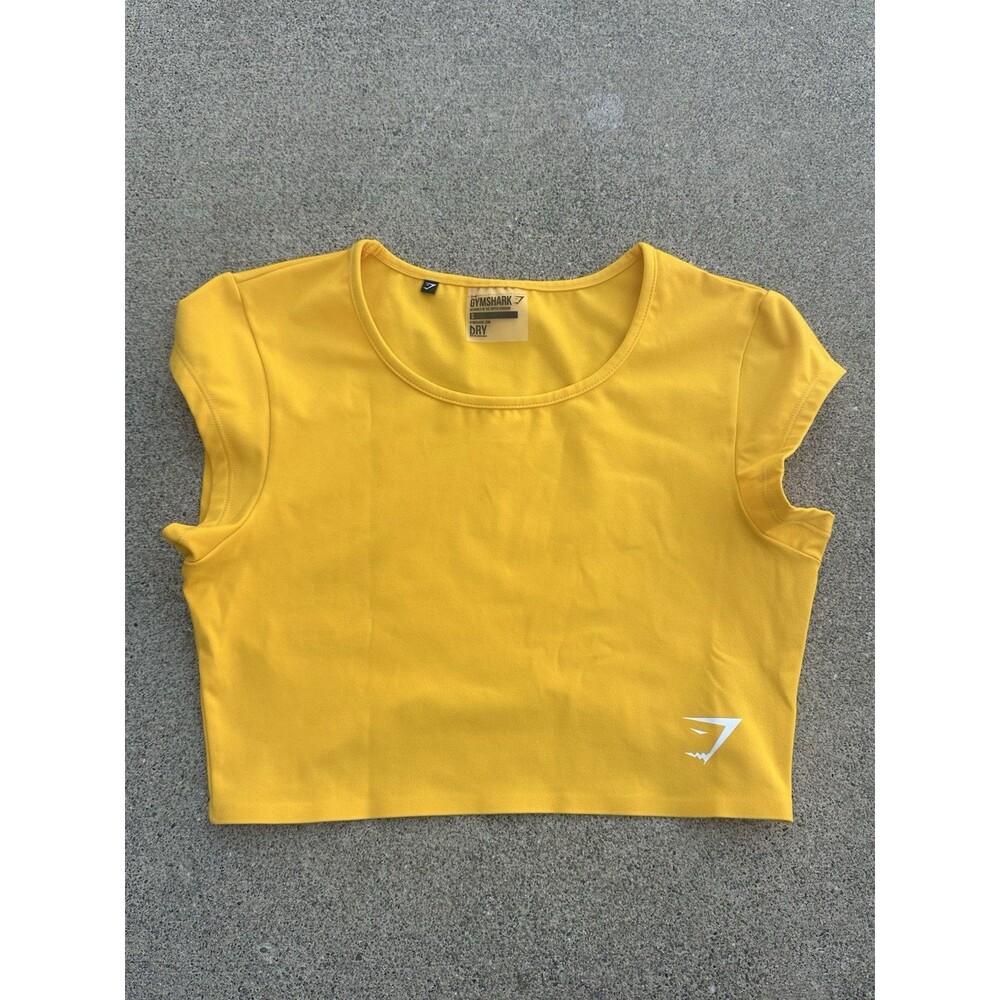 Gymshark Women’s Dreamy Crop Top Dry Fit Shirt Activewear Yellow Size S Gorpcore